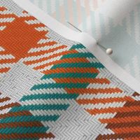 Tri Color Brown Orange and Teal Gingham