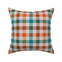 Tri Color Brown Orange and Teal Gingham