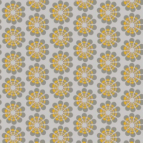 17-08G Mid-century modern abstract flower || Geometric floral gray grey mustard yellow gold 50s home decor _ Miss Chiff Designs 