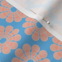 17-08F Mid-century modern abstract flower || coral and blue geometric floral peach orange _ Miss Chiff Designs  