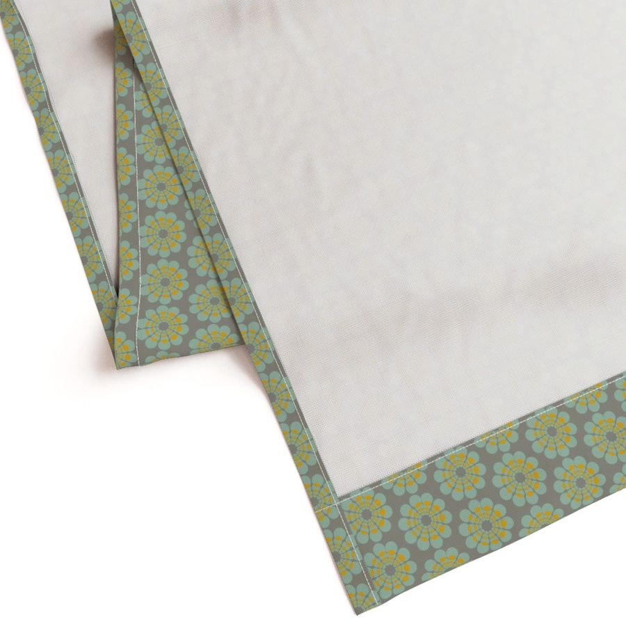 17-08E Mid-Century modern flower || Green gray blue gold 50s _ Miss Chiff Designs