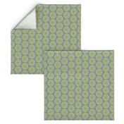 17-08E Mid-Century modern flower || Green gray blue gold 50s _ Miss Chiff Designs