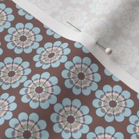 17-08D Mid-Century modern flower || Geometric floral Blue pink brown  green 50s _ Miss Chiff Designs