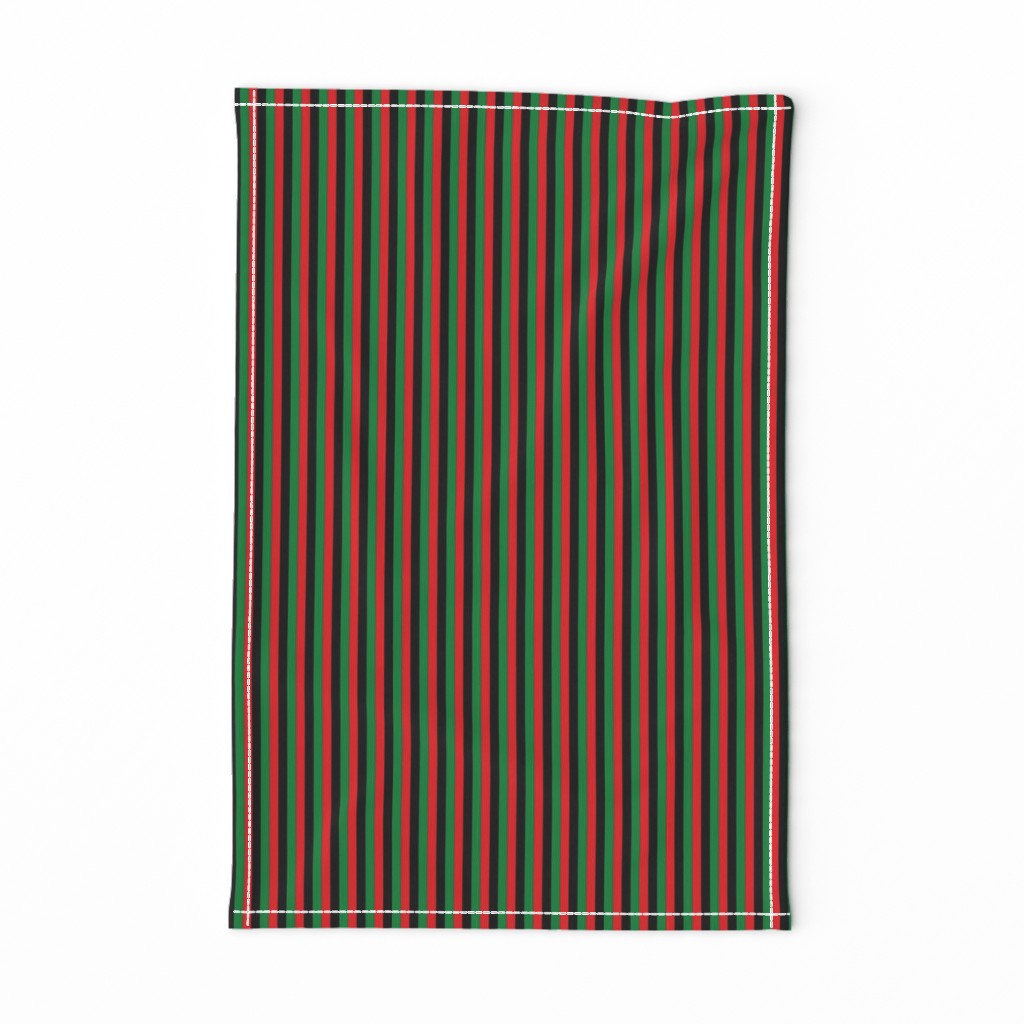 Quarter Inch Red, Black, Green Pan African Flag Vertical Stripes