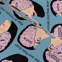 map of female and male brain, adult content, large scale, pink blue black