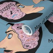 map of female and male brain, adult content, large scale, pink blue black