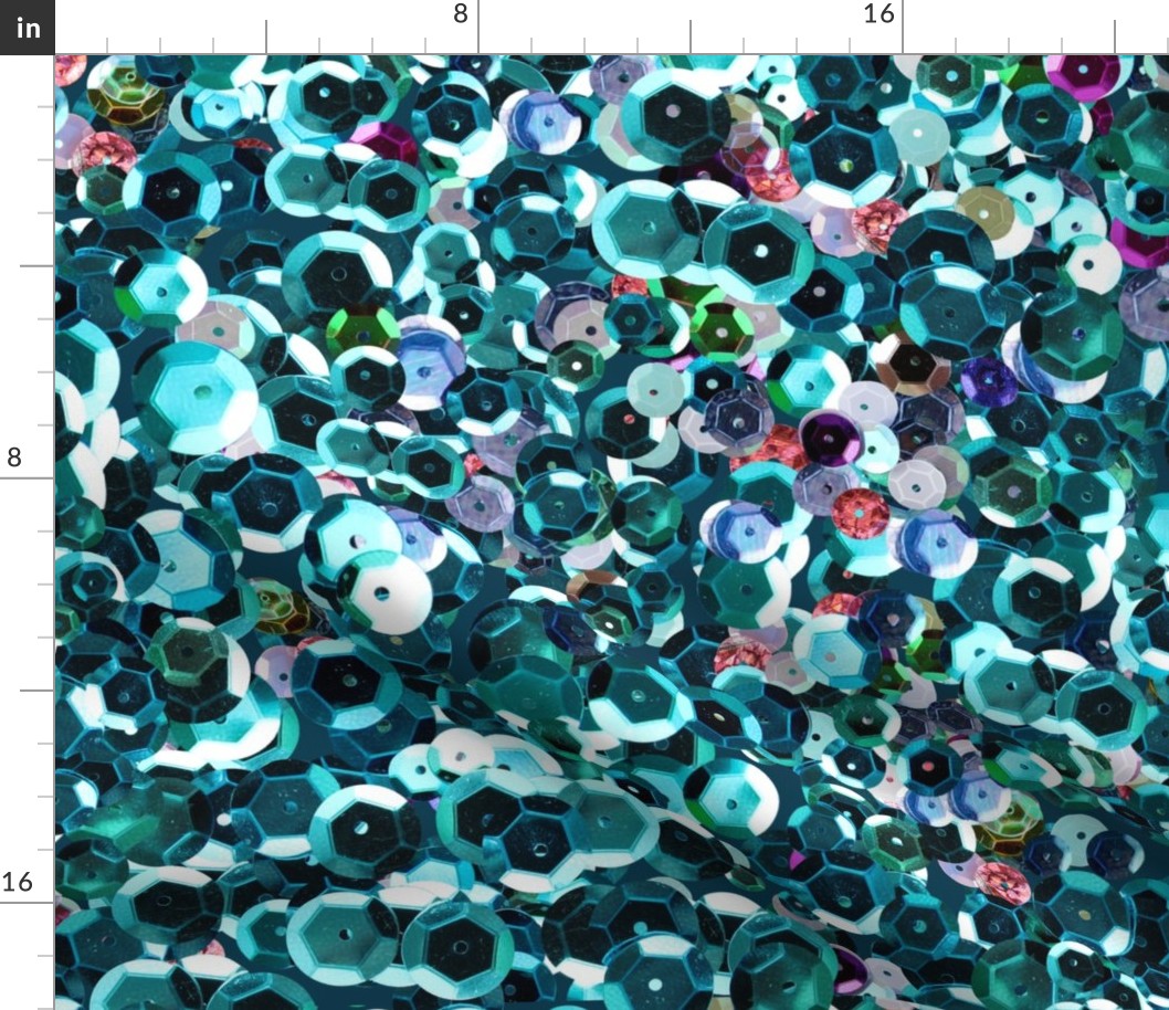 Jumbo Blue and Aqua Sequins Pattern Seamless