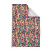 Multicolor Paisley Seamless Pattern on Orange