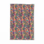 Multicolor Paisley Seamless Pattern on Orange