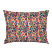 Multicolor Paisley Seamless Pattern on Orange