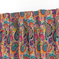 Multicolor Paisley Seamless Pattern on Orange