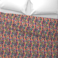 Multicolor Paisley Seamless Pattern on Orange