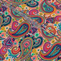 Multicolor Paisley Seamless Pattern on Orange