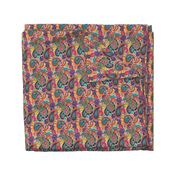 Multicolor Paisley Seamless Pattern on Orange