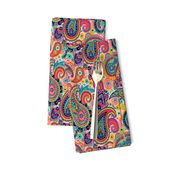 Multicolor Paisley Seamless Pattern on Orange