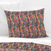 Multicolor Paisley Seamless Pattern on Orange