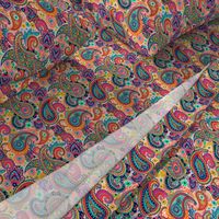 Multicolor Paisley Seamless Pattern on Orange