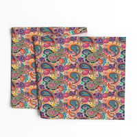 Multicolor Paisley Seamless Pattern on Orange