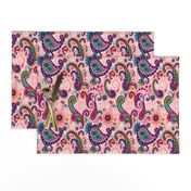 Fancy Pink and Teal Paisley Swirl Pattern