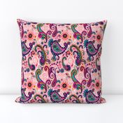 Fancy Pink and Teal Paisley Swirl Pattern