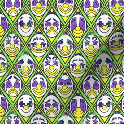 Yellow Green and Purple Vintage Clowns