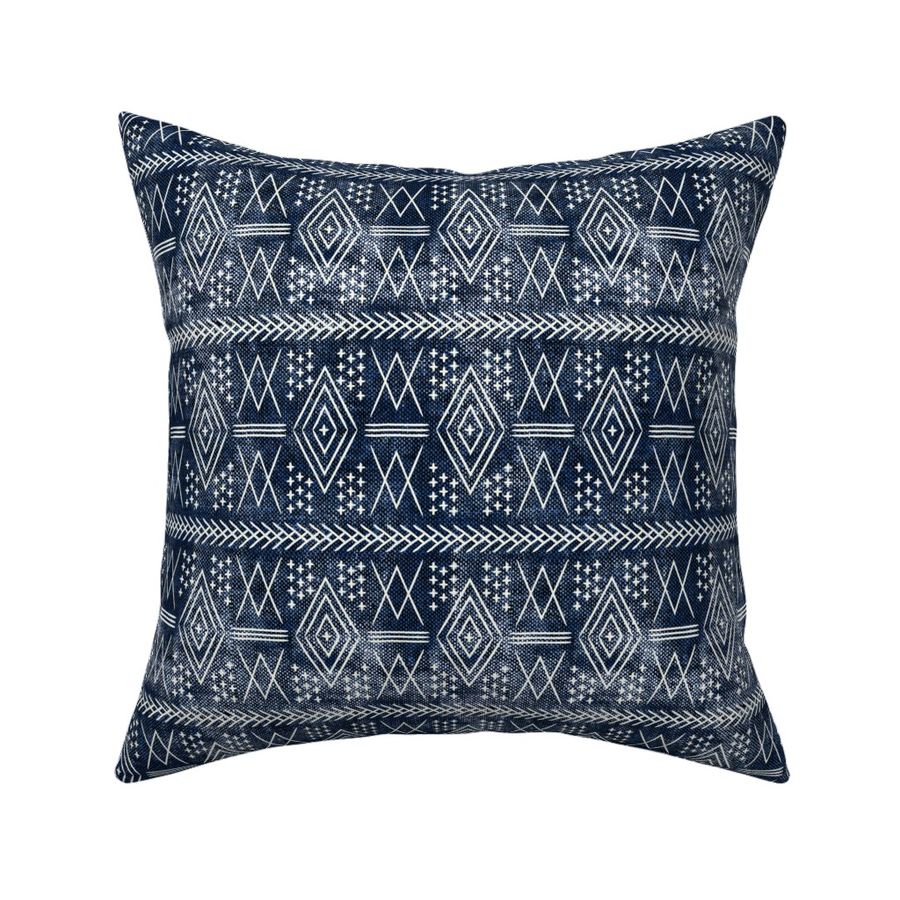 vintage moroccan (small scale) on blue Fabric | Spoonflower