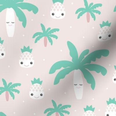 Kawaii love tropical pineapples and palm tree summer cuteness japan lovers design green gender neutral