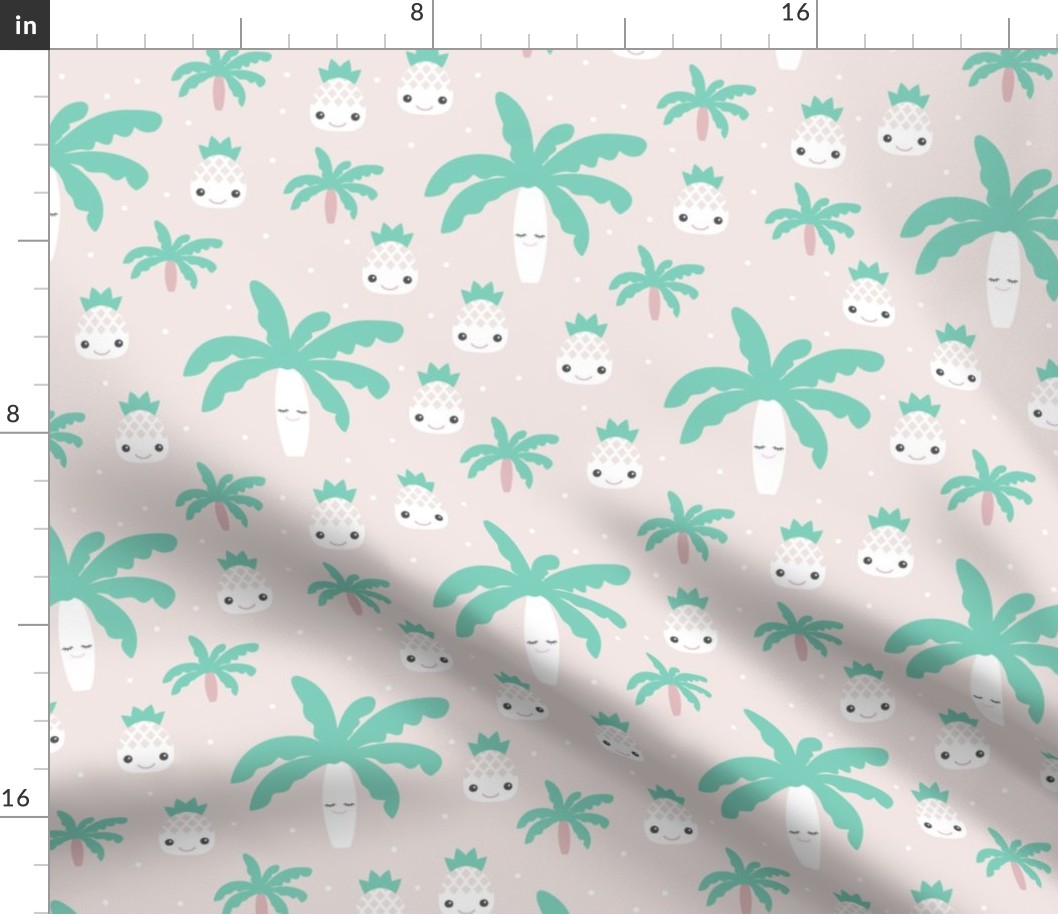 Kawaii love tropical pineapples and palm tree summer cuteness japan lovers design green gender neutral