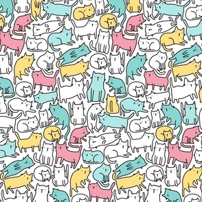  BIG. Sketchy cats pattern . Kitties design.