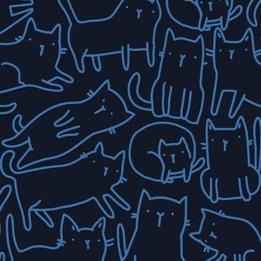 Big. Sketchy cats pattern. Kitties design.