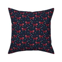 Fox scandinavian christmas woodland animal fabric navy