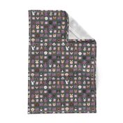 Dogs and Cats heads florals pet lover fabric pattern charcoal