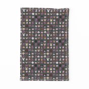 Dogs and Cats heads florals pet lover fabric pattern charcoal