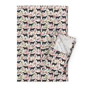 Show Steer cattle farm sanctuary florals animal fabric pattern white