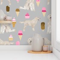 golden doodle ice cream fabric cute dog summer icecreams design