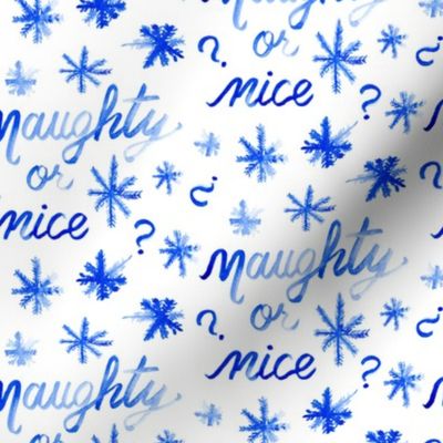 Christmas Blue Naughty or Nice white watercolor _ Miss Chiff Designs 