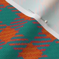 Teal and Fiery Orange Gingham Plaid