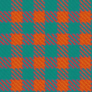 Teal and Fiery Orange Gingham Plaid