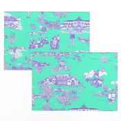 Hamptons Golf Toile Mint_and_Denim