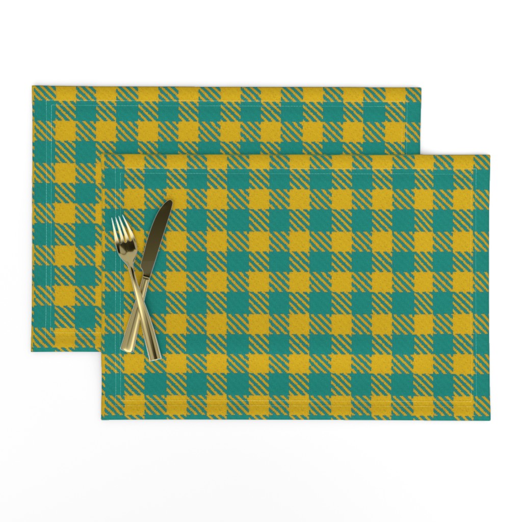 Teal and Golden Yellow Gingham Plaid