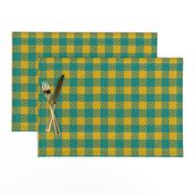 Teal and Golden Yellow Gingham Plaid