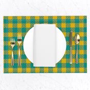 Teal and Golden Yellow Gingham Plaid