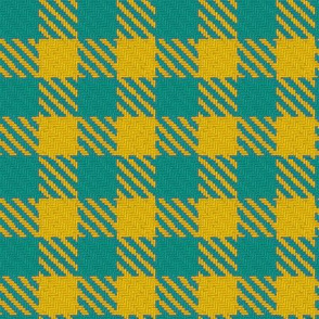 Teal and Golden Yellow Gingham Plaid