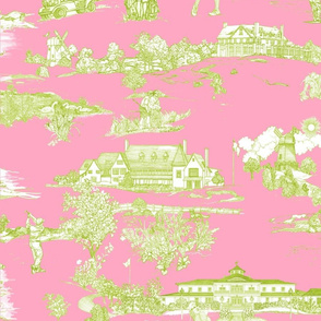 Hamptons Golf Toile Rose_and_Celedon