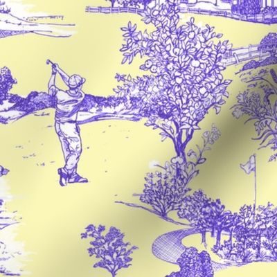 Hamptons Golf Toile_butter_yellow-bold blue