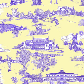 Hamptons Golf Toile_butter_yellow-bold blue