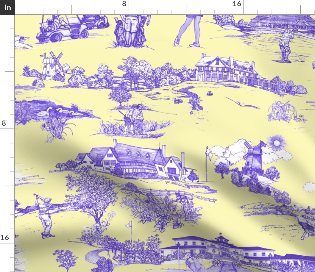 Hamptons Golf Toile_butter_yellow-bold blue