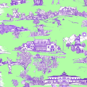 Hamptons Golf Toile Warm green-violet