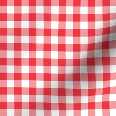 strawberry red and white gingham check, 1/2" squares