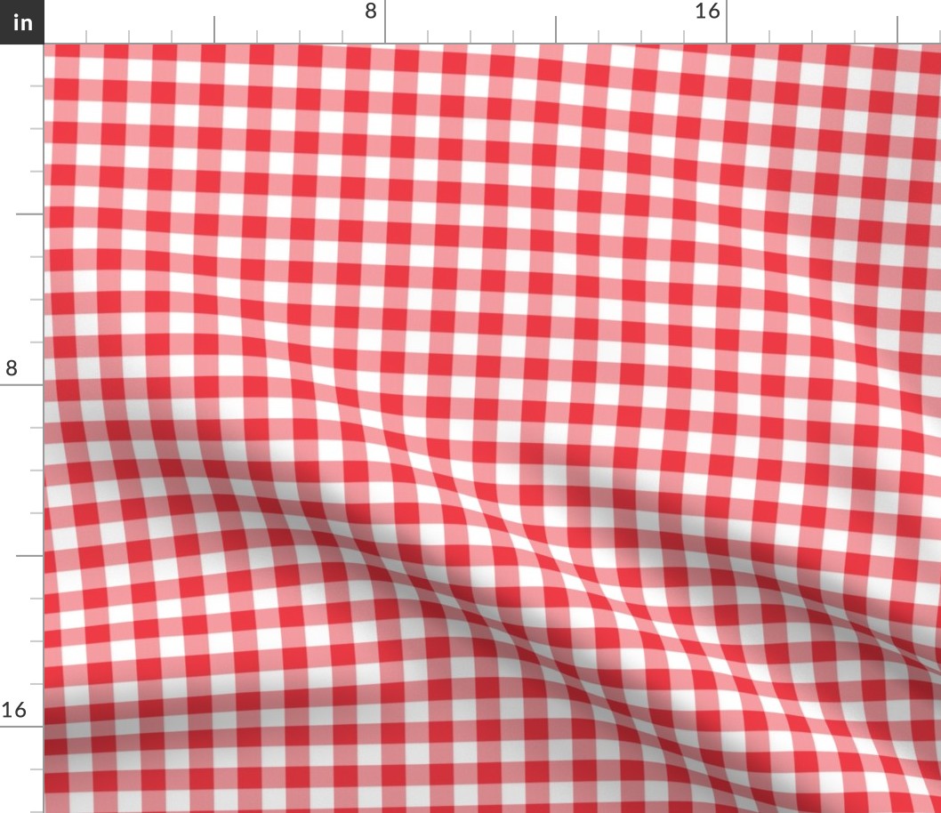 strawberry red and white gingham check, 1/2" squares